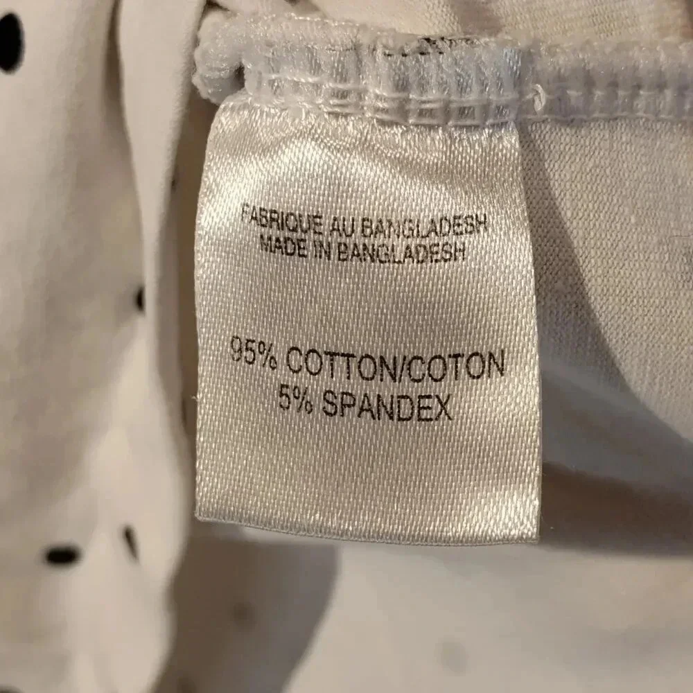 My Style Women's White with Navy Polka Dot Short Sleeve Stretch T-Shirt in Small - Picture 4 of 9